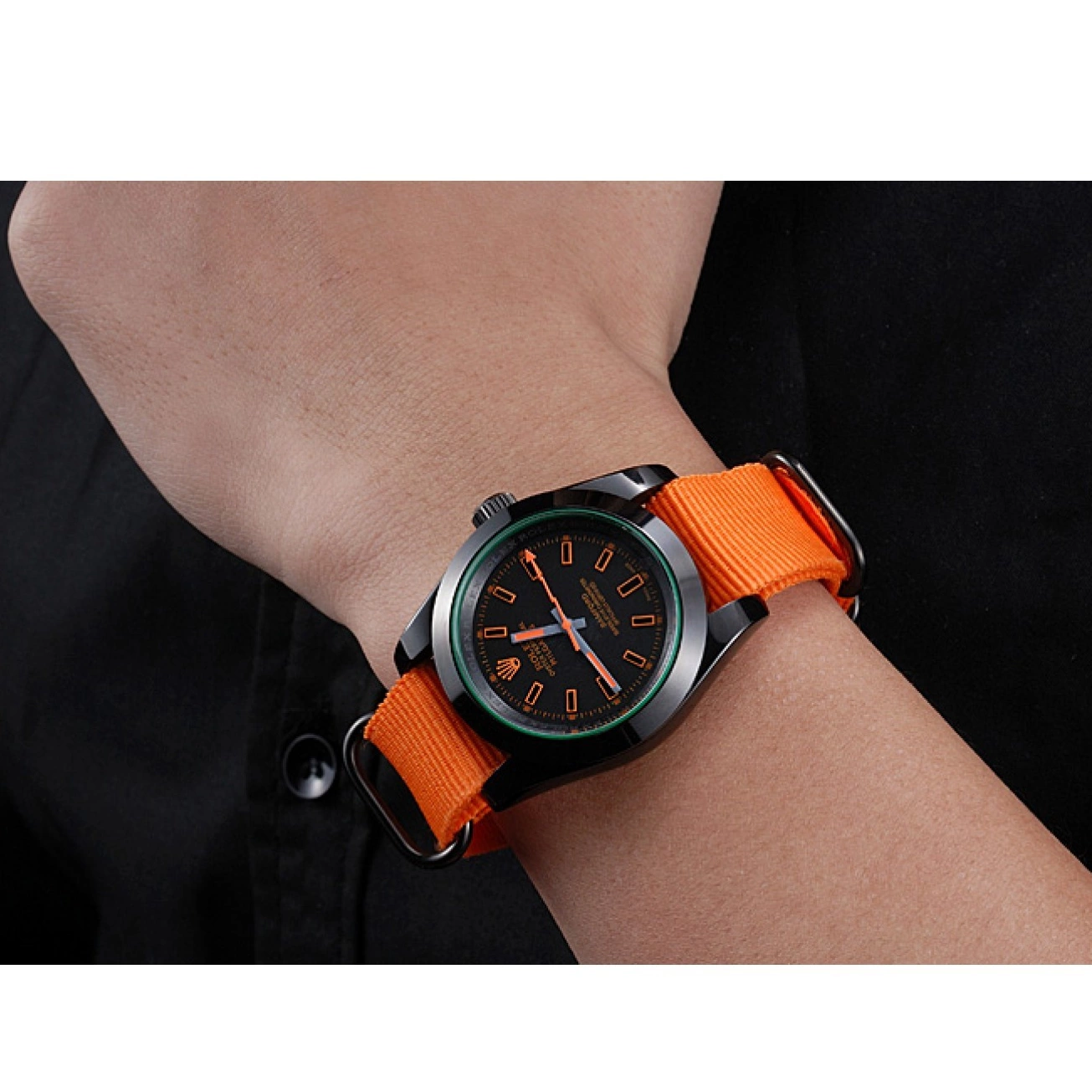 Aaa replica watch Milgauss Strap Rolex Bamford Orange Nylon 622003 0514